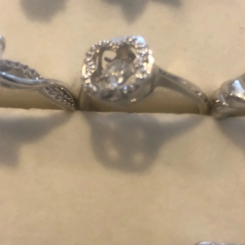 Silver-tone White Halo Ring with CZ Gemstone